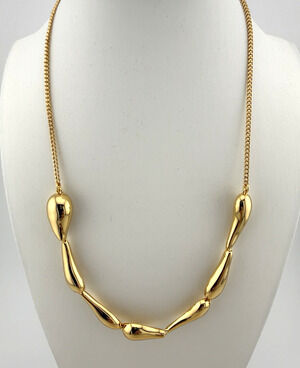 Kate Spade Molten Statement Necklace Gold Tone Sculptural Teardrop Chain NEW